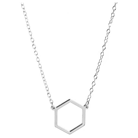 Deidreamers Sterling Silver HEXAGON Necklace (Silver) Cover