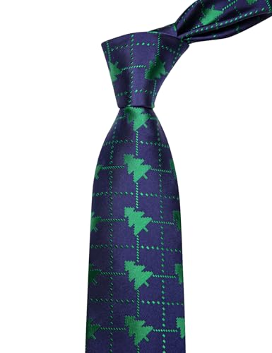 Image of YourTies Green Blue Christmas Ties for Men Silk Men's Xmas Tree Necktie Snowflake Holiday Party Festival New Year Designer