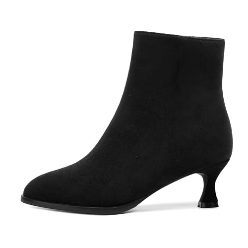 JUSTDANNI Womens Fashion Zip Casual Round Toe Dating Suede Kitten Low Heel Ankle High Boots 2 Inch2