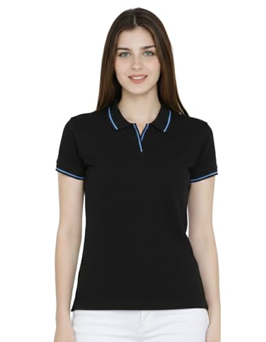 Image of Scott International Women's Cotton Polo T-Shirt | Half Sleeve Plain Collar Tee | Stylish Casual Top | Plain T-Shirt for Girls | Workwear for Office & Casual Wear