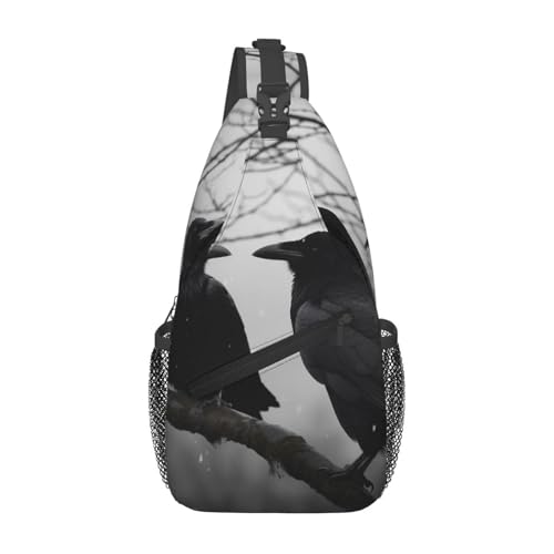 Bolso cruzado Crow Birds para hombre y mujer negro miniatura 1