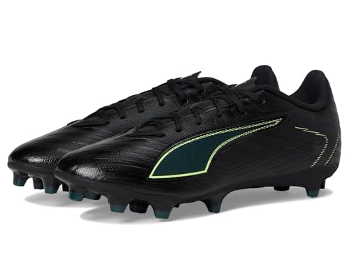PUMA Men's Ultra Play Firm, Artificial,Ground Soccer Cleats, Black-Fizzy Light-Green Terrain AH25, 9