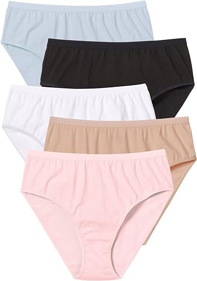 LOURYN KOULYNWomen's Plus Size Hi-Cut Cotton Brief 5-Pack