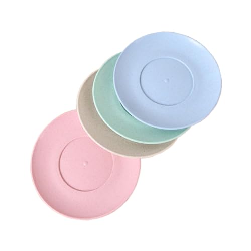 LOORGVEL 4個 小麦わら素材の軽量割れにくい点心皿 環境に優しい生解性ディナープレート 食洗機 電子レンジ対応 キッズやアウトドアにな多用