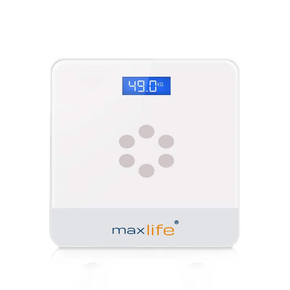 Max Life - Bathroom Scale Highly Accurate Digital Body Weight Scale Step-On Technology LED Display Sturdy 6mm Tempered