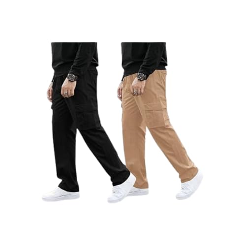 Image of GRECIILOOKS Men's Cargo Pants | 6 Pocket Cotton Cargo Joggers for Men | Loose Fit Stylish Pant with Pockets | Casual Baggy Trousers & Streetwear Lower