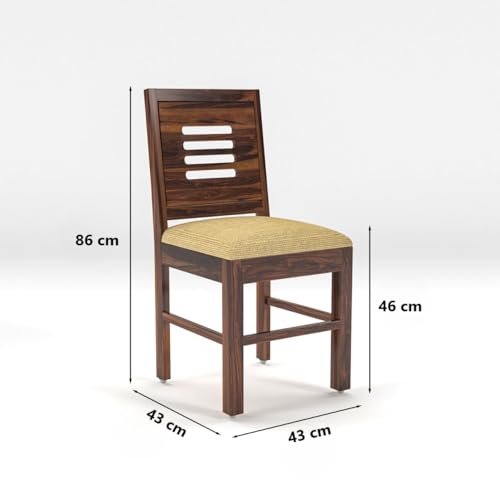 Image of Solid Sheesham Wood Four Seater Dining Set for Dining Room | Urban Design Dining Table Set for Home | Restaurant & Cafe | Finish Color - Natural Teak Finish |