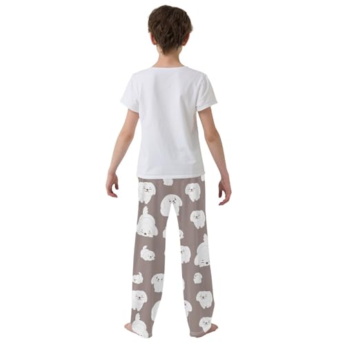 Boys' Pants Cute White Poodle Dog Grey Long Bottoms Jogger Pants Elastic Waist Trousers with Pockets S-XL3