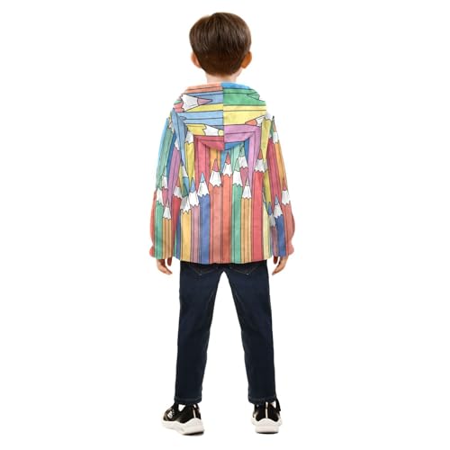 Color Pencils Girls Fleece Jacket Girls Fall Jacket Girls Zip Up Hoodie Girls Sherpa Jacket 2-10T4