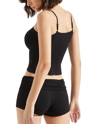 SUUKSESS Women 2 Piece Lounge Sets Shorts Pajama Set Lace Trim Cami Tank Top3