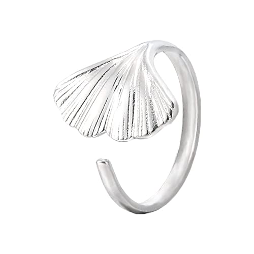 Bagues pour femmes en acier inoxydable motif feuille | Anneau ouvert ajustable