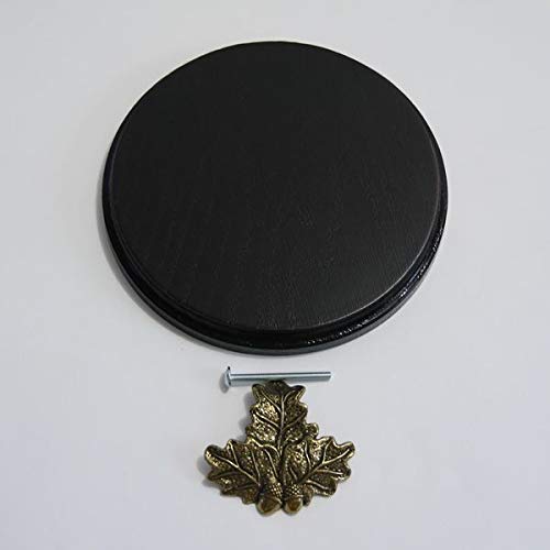 GTK - Geweihe & Trophäen KRUMHOLZ Keilerschild Keilerbrett Gewaffbrett Trophäenschild rund dunkel AF 15 cm mit Eichenlaub Deckblatt