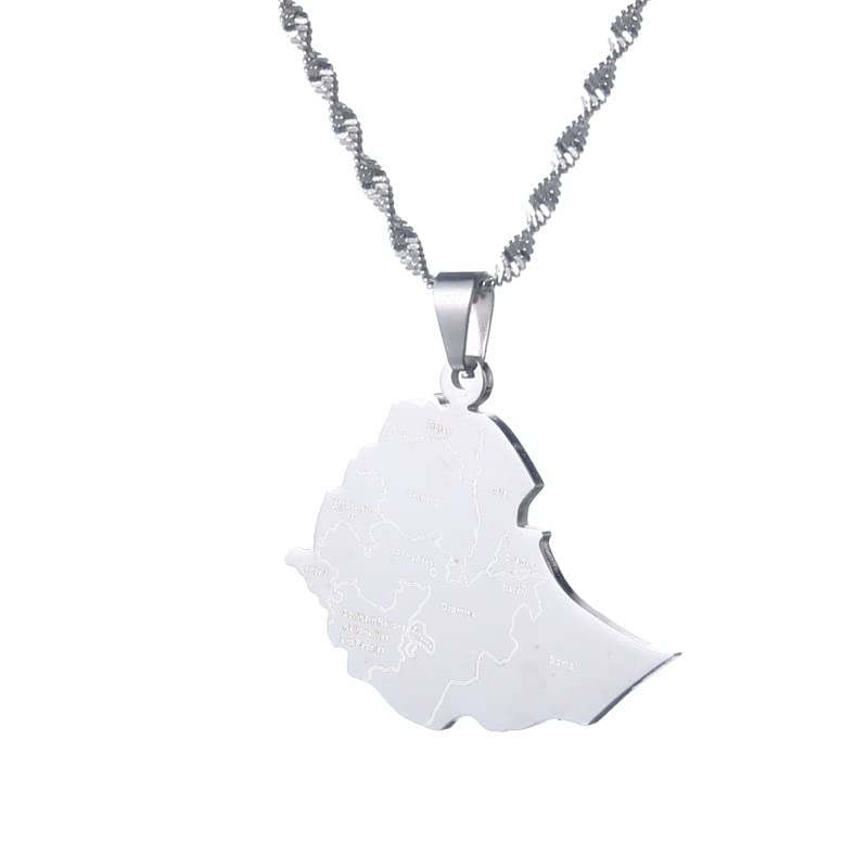 Chuangbang JewelryEthiopia Map Pendant Necklaces for Women Men Ethiopian Jewelry