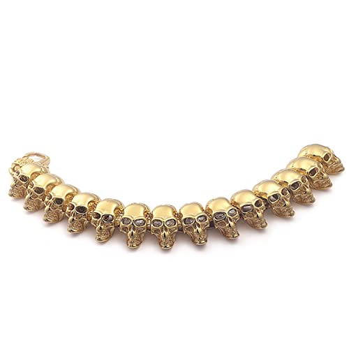 Personality Retro Gold Skull Bracelet Stainless Steel Men's Motorcycle Bracelet Men's Steel Chain Bracelet 8.66in/22cm (Jewelry box packaging)2