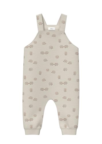 s.Oliver Unisex Latzhose mit Rippbündchen und Igel-Motiv helles beige 68