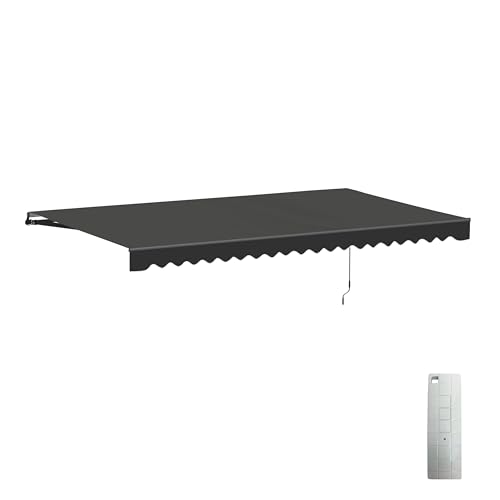 ALEKO Electric Patio Awning 20x10 ft Caribbean Black Frame | Onyx Black