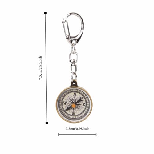 Llaveros brújula vintage de aleación de zinc compactos para camping y senderismo, 2 piezas miniatura 2