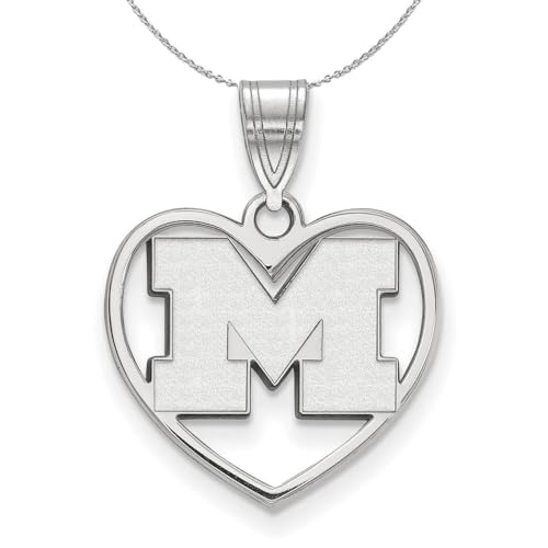 The Black Bow Sterling Silver U. of Michigan Heart Pendant Necklace - 16 Inch
