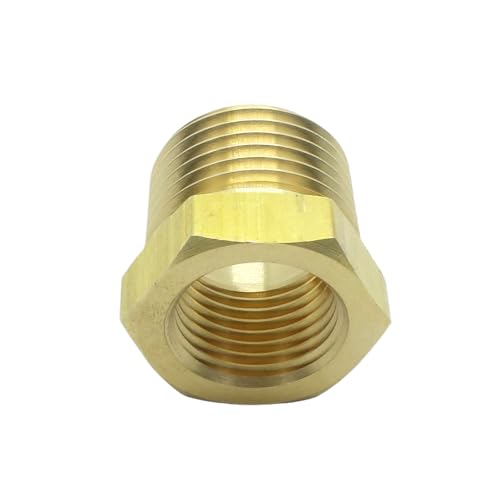 CDQBWKJGFJ 1 Piece 1/2" BSPT Male x 3/8" NPT Female Hex Bushing Fitting Brass Pipe Reducer Adapter