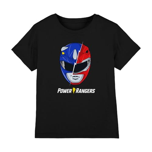 Image of Cotton Soul Power Rangers Spliced Head Boys T Shirt, Black, 7-8 Years