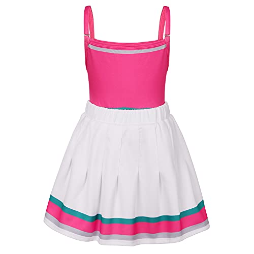 Sicypoty Girls Cheerleader Costume Cheerleading Outfit Fancy Dress For Halloween Party Birthday Pink 9-10Years thumb #3