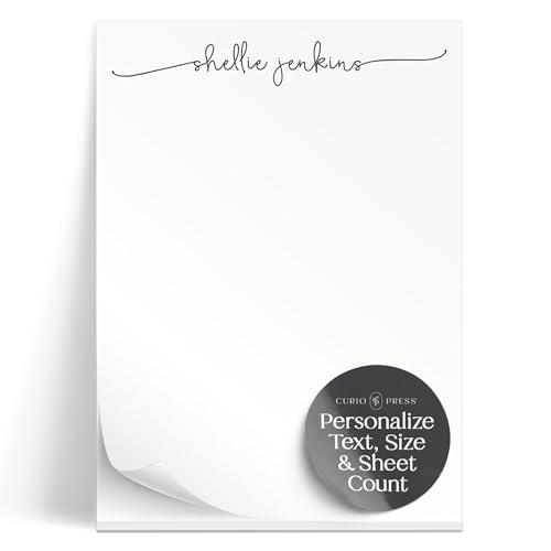 Curio Press Personalized Stationery Notepads for Women & Men, 50 to 100 Sheets Custom Notepads Personalized with All Lower Case Name Custom Stationery Note Pads for Memo, To Do List - Swash Script Pad