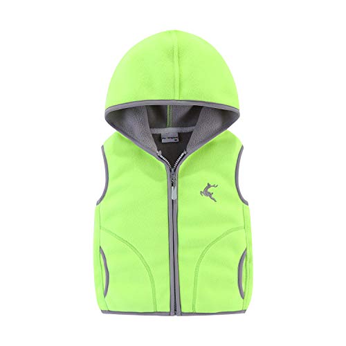 LittleSpring Toddler Girls Hooded Vest Warm Fleece Winter Sleeveless Green 2T