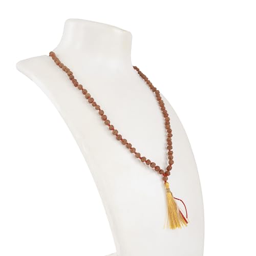 Image of Vado 5 Mukhi Rudraksha Mala 108 Panchmukhi Beads with Certificate 4mm (Brown)