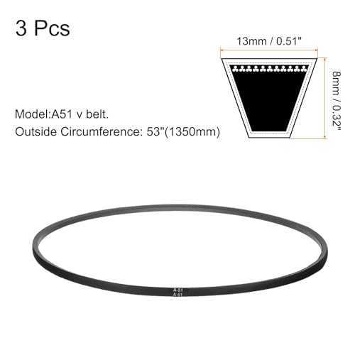 Image of uxcell 3pcs A51 or 4L530 Classic Wrapped Rubber V-Belt, 51 inch(1300mm) Inside Circumference, A Profile V Belt