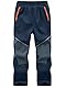 Zzkouine Kinder Softshellhose Schneehose Skihose Warme Hosen Jungen Mädchen Winterhose Outdoorhose Wanderhose, Dunkelblau/Grau 134-140