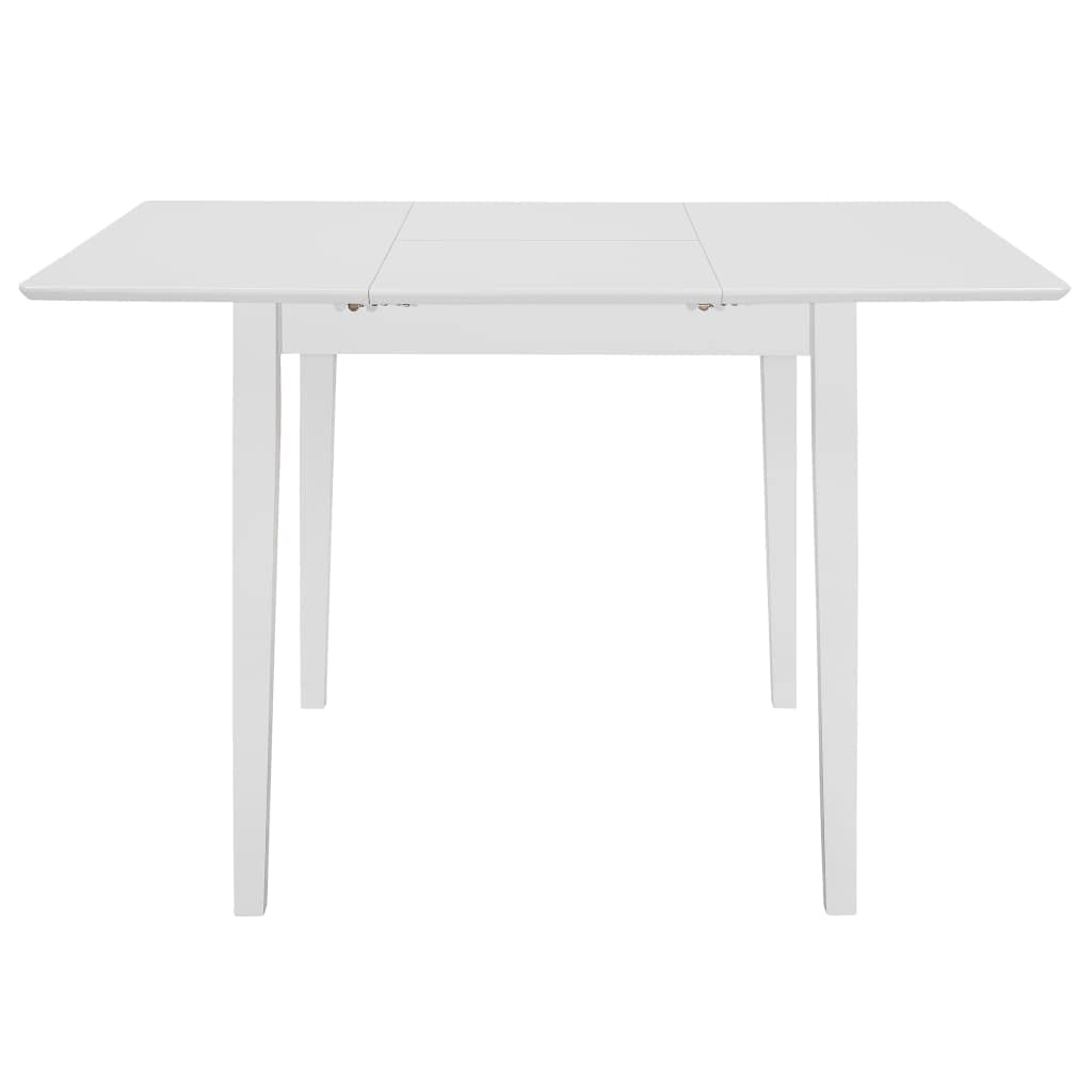 Wysuwany stół do jadalni, biały, 80-120 x 80 x 74 cm, z płyty MDF i litego drewna gumowego, stół kuchenny i stół do jadalni dla rodziny i gości, zajmuje mało miejsca i wszechstronny, na