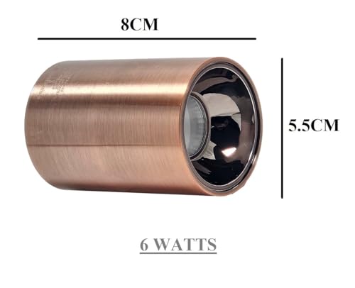 Image of Mufasa 6 Watts Rose Gold Finish LED Round Surface Light Cylindrical Shape Indoor Ceiling Mounted Spot Light Down Light Aluminum Body (Warm White)