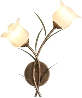 Vintage Gold Wall Sconce - White Milk Glass Flower Light Fixture for Hallway, Kitchen, Bathroom, Bedroom & Living Room, Antique Farmhouse Double Wall Mounted Lamp (35cm)