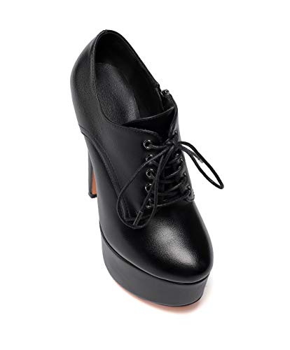 Sammitop Platform Ankle Boots For Women Sexy Stiletto Heels Sky High Heel Pump Lace Up Zipper Round Toe Fashion Dress Shoes For Party Prom Event Matte Black Us 6 #TOP5