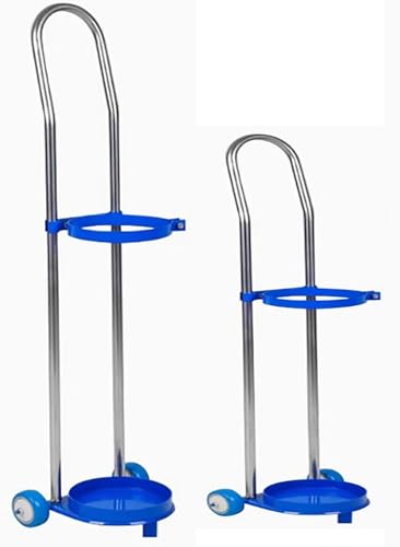 Carro para bombonas de oxígeno con Soporte para una Sola bombona, Color Azul. Adecuado para fábricas, Laboratorios, hospitales y escuelas.