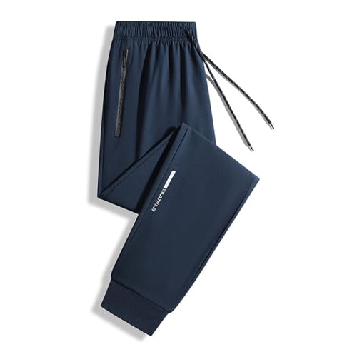 Sinzelimin Men Sport Pants Fashion Solid Color Elastic Waist Drawstring Cropped Sweatpant Loose Comfy Jogger Running Trouser