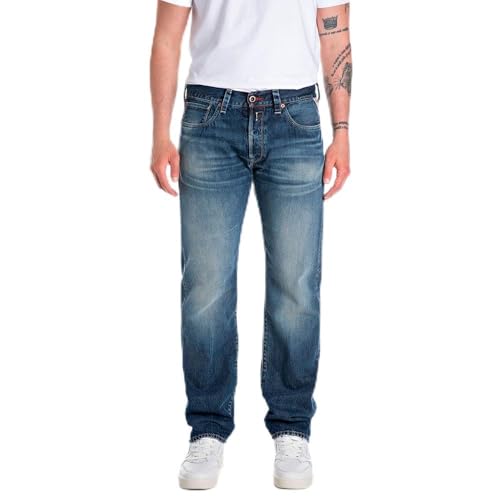 Replay Deryck Red Attitude Jeans, 007 Dark Blue, 29W x 34L Hombres