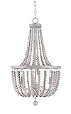 Kenroy Home 93131WW Dumas Chandeliers, Medium, White with Weathered White Beads