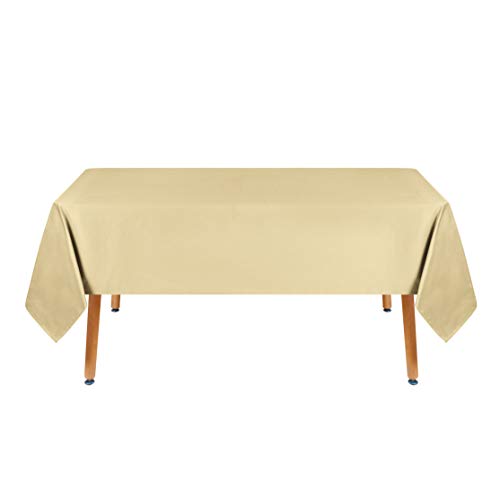 Image of Obstal 210GSM Rectangle Table Cloth, Champagne, 60 x 102 Inch | Water Resistance Microfiber Tablecloth, Decorative Fabric Table Cover for Outdoor and Indoor Use