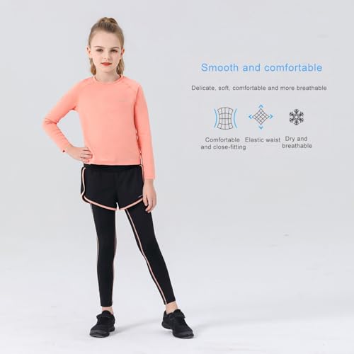 Girls Long Sleeve Athletic Shirts Quick Dry Basic Tees for Gym Yoga Lightweight Clothes Kids Teens Sports Tee Tops3