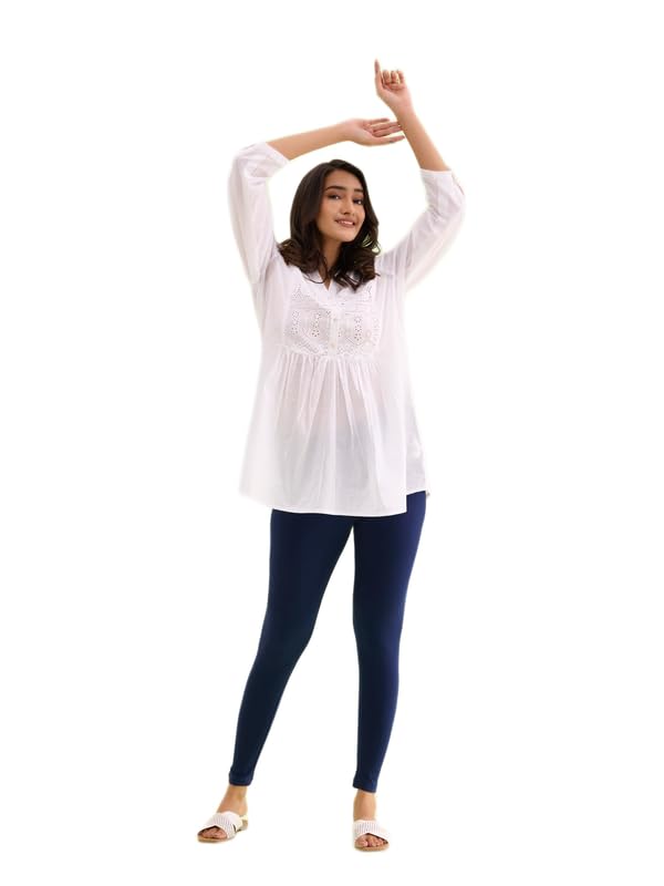 Image of GO COLORS Soft Cotton Stretch Ankle Length Leggings for Women | Breathable