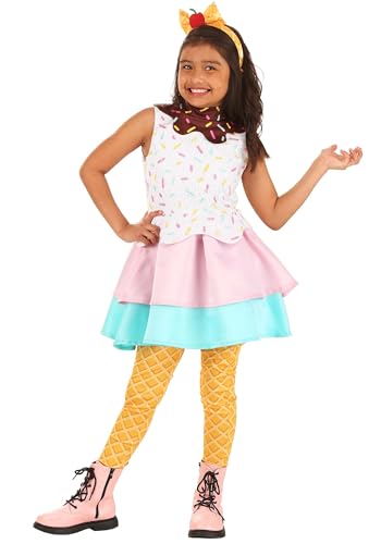 Fun Costumes Girls Ice Cream Costume | Dress, Leggings, and Headband | Sweet Treat Outfit for Halloween - Large, Multicolor