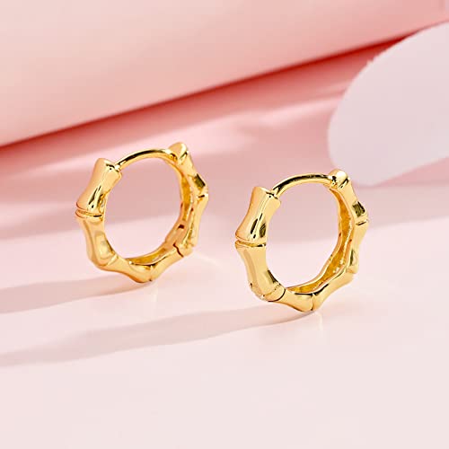 Hanreshe Bamboo Hoop Earrings 14K Gold Hollow Casting Punk HipHop Jewelry for Copper Bamboo Earrings for Women 90s3