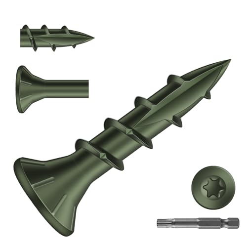 Image of #8 x 3 /4 inch Deck Screws (260Pcs) 1lb. Carbon Steel, Green, Flat Head, Rust Resistant epoxy Coated, with T25 Star Bit