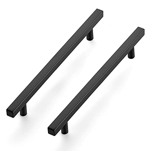 Image of Ravinte 15 Pack 10 inch Square Cabinet Pulls Matte Black Stainless Steel Kitchen Cupboard Dresser Handles Cabinet Handles 10 inch Length, 7-1 /2 inch Hole Center