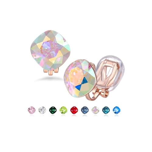 Boucles d'oreilles carrées en cristal autrichien et or 14k pour femme