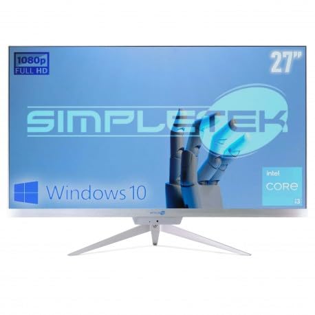 SIMPLETEK PC All in One RGB Core i3 Windows 10 Pro 27" Full HD RAM 16 GB SSD 480 GB | Webcam Integrata, WiFi5, Bluetooth | Computer Fisso Desktop