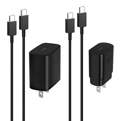 2-Pack 45W+25W USB C Super Fast Charger for Samsung Galaxy S22 S23 Ultra, Samsung Charger Fast Charging Cord (5ft Charging Cable Included)