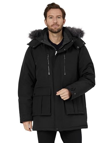 wantdo Men's Puffer Jacket Thick Winter Coats Warm Parka Outerwear with Faux Fur Hood3