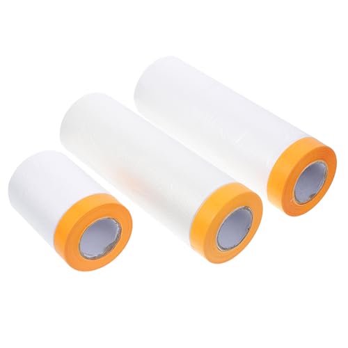 Angoily 3 Rollos Película Enmascarar de Papel Protector Metros para Pintura Automotriz y Muebles Protección Eficaz para Superficies y Objetos Durante Trabajos de Pintura